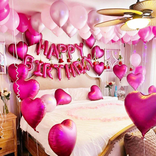 Pink 'Happy Birthday' Balloon Set