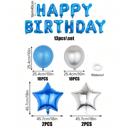 Blue 'Happy Birthday' Balloon Set